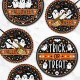 Trick or Treat Halloween Plates: 24-Pack Thick Paper, Ghosts Bats Spiders Webs