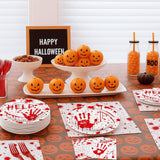 Halloween Party Supplies: Bloody Handprint Dinner Plates, Red Plastic Forks, 100-Piece Disposable Tableware Set
