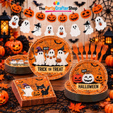 82-Piece Halloween Party Set: 20 Plates, Napkins, Forks, Banners (Orange Black Cream)