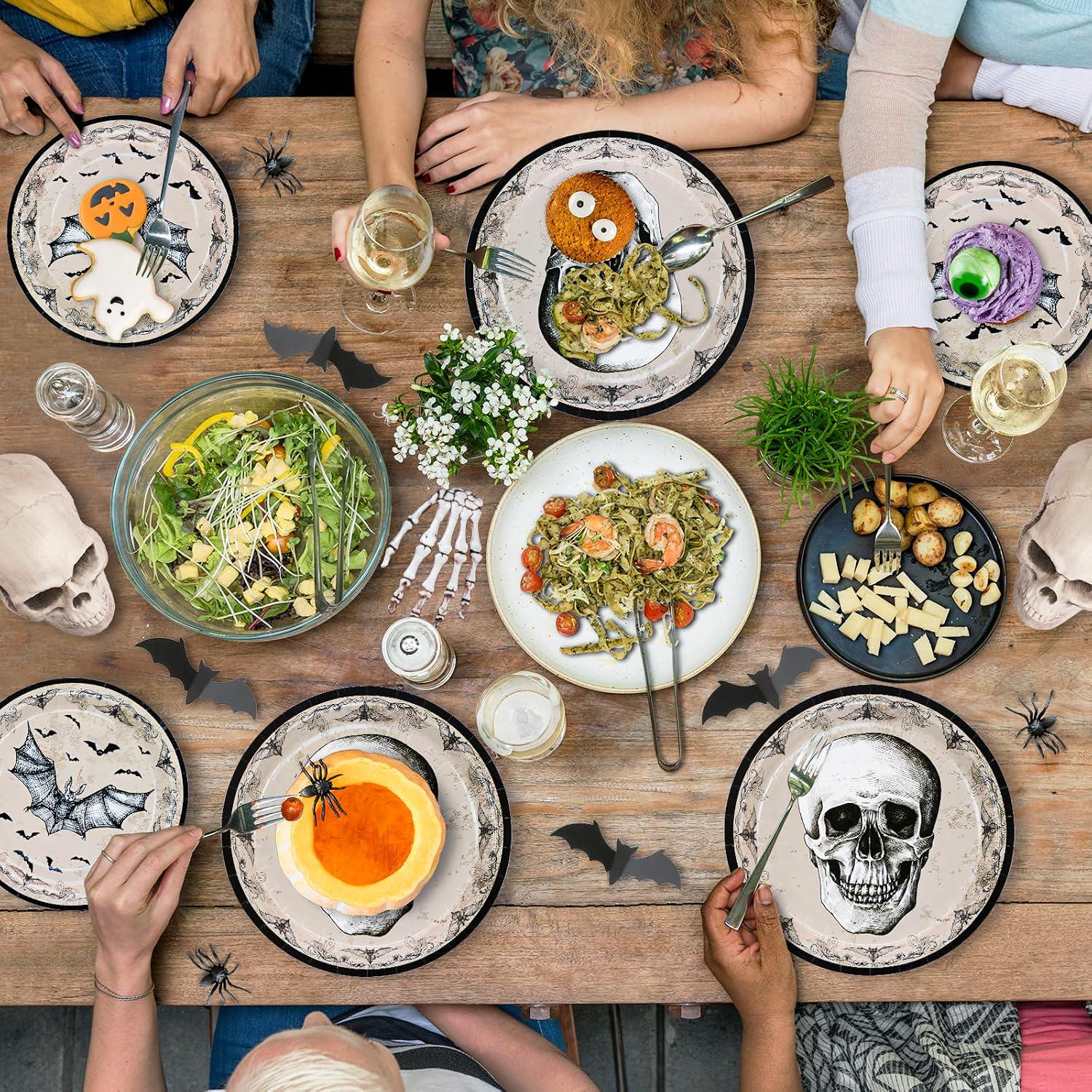 100-Piece Halloween Paper Plates: 50 Large 9-Inch Dinner, 50 Small 7-Inch Dessert