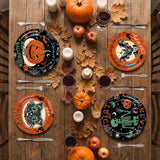 48 Piece Halloween Paper Plate Set, 9 Inch and 7 Inch, 4 Designs