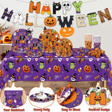 99-Piece Halloween Party Supplies Set, Orange Purple Tableware for 24 Guests
