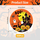 Haunted House Halloween Plates, 9-Inch Paper, 50 Count Set for Parties, Birthdays, Events