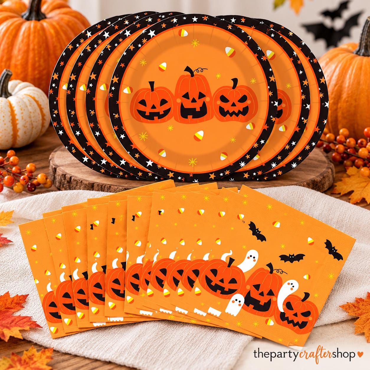 40-Piece Halloween Partyware Set: 7-Inch 9-Inch Plates, 20 Napkins