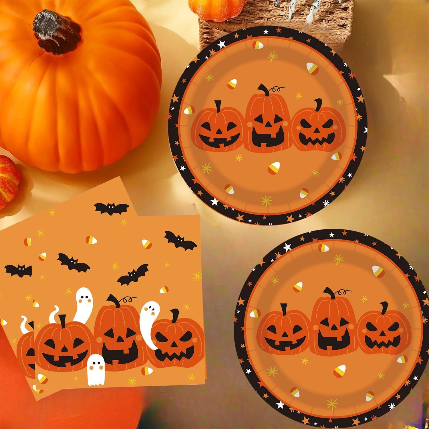 40-Piece Halloween Partyware Set: 7-Inch 9-Inch Plates, 20 Napkins