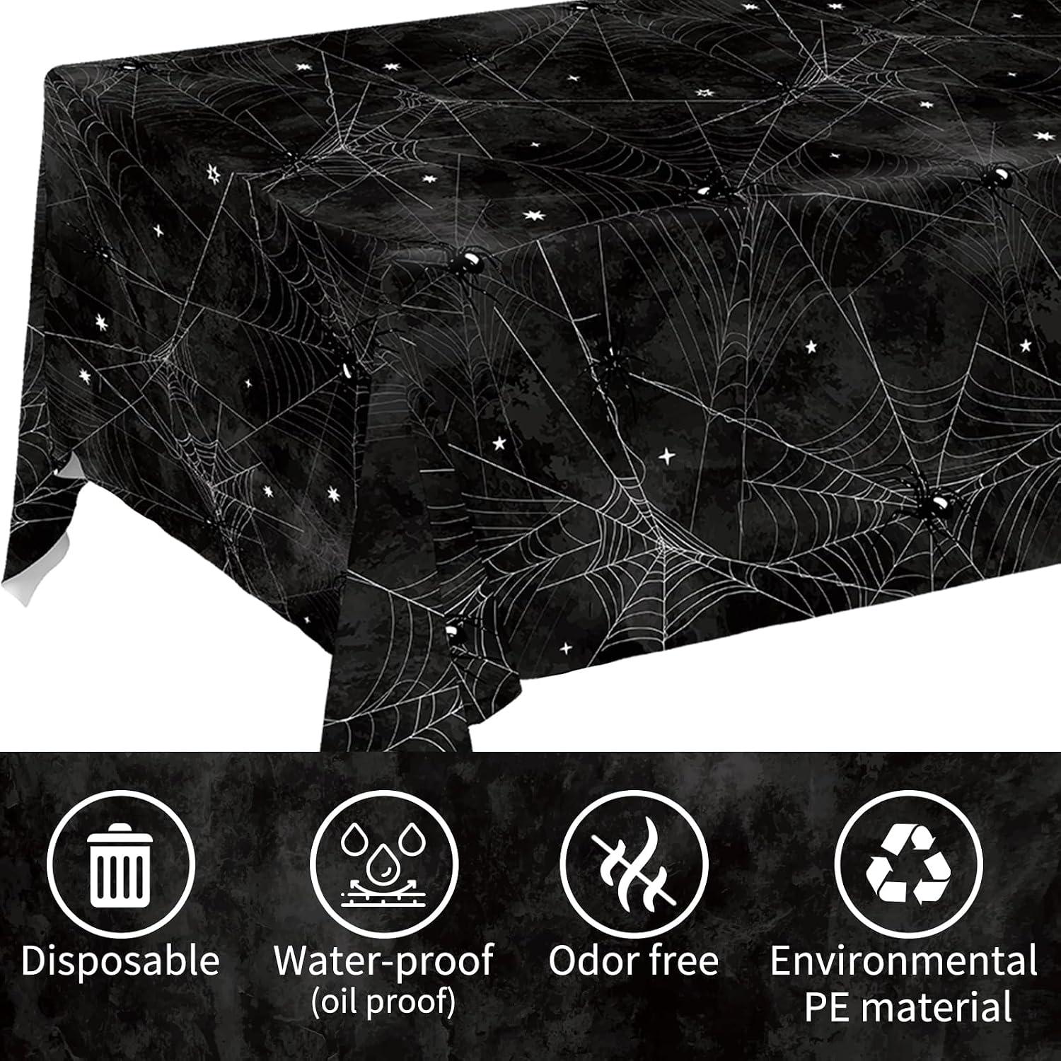 Halloween Tablecloths: Set of 3 Disposable PE Table Covers (54x108 Inch)