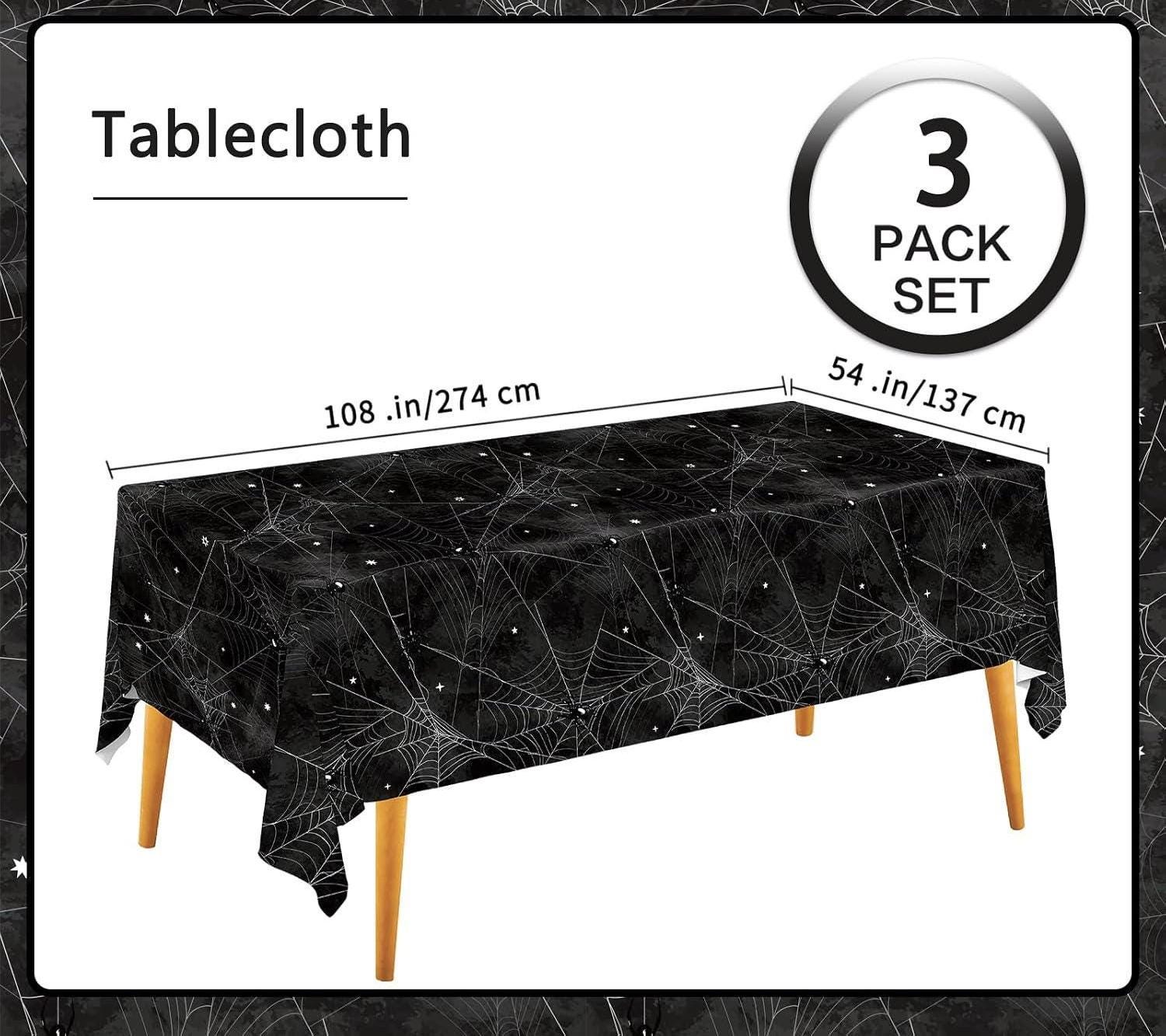 Halloween Tablecloths: Set of 3 Disposable PE Table Covers (54x108 Inch)