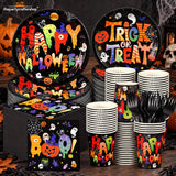 Happy Halloween Party Set, 30 Guests, 9, 7-Inch, 9-Ounce Cups, Plastic Forks, Napkins