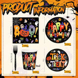 Happy Halloween Party Set, 30 Guests, 9, 7-Inch, 9-Ounce Cups, Plastic Forks, Napkins
