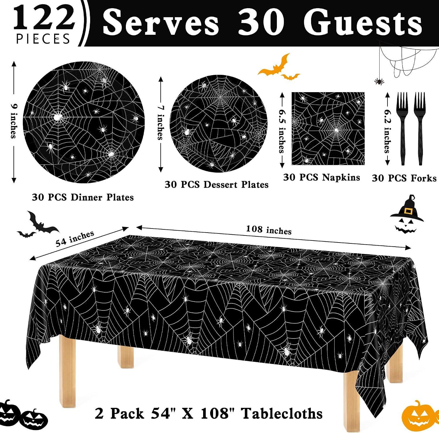Halloween Partyware Set: 30 Plates, Napkins, Forks, 2 Tablecloths (Disposable)