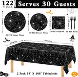 Halloween Partyware Set: 30 Plates, Napkins, Forks, 2 Tablecloths (Disposable)