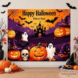 Happy Halloween Backdrop, Pumpkin Ghost Witch Haunted House Photo Banner (7x5ft)