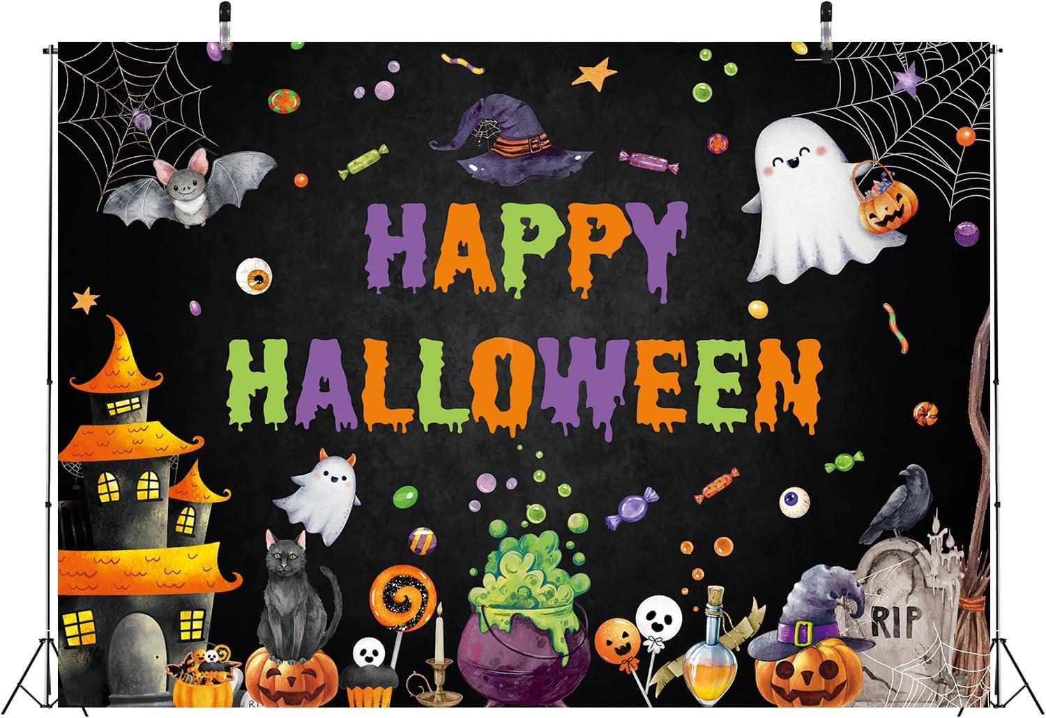 7x5ft Happy Halloween Backdrop, Spooky Ghost Photography Background (Vinyl)