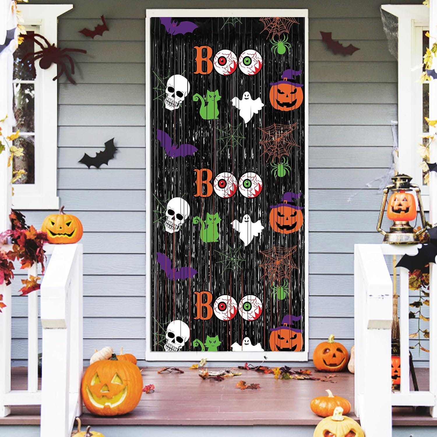 2-Pack Halloween Foil Fringe Curtains, Spooky Party Backdrop (3.3 x 6.6 FT)