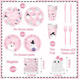 Disposable Partyware Set, Pink Spooky One Ghost Plates, 9-Inch and 7-Inch for Baby Girl