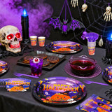Halloween Party Set: 25 Guests, 9-Inch Dinner Plates, 7-Inch Dessert, 8-Ounce Cups, Napkins, Forks