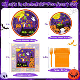 Disposable Halloween Tableware: 9-Inch Plates, 7-Inch Dessert Plates, Printed Napkins