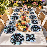 200-Piece Halloween Partyware Set: 9-Inch Hey Boo Plates, 7-Inch Ghost Dessert Plates, Napkins, Forks