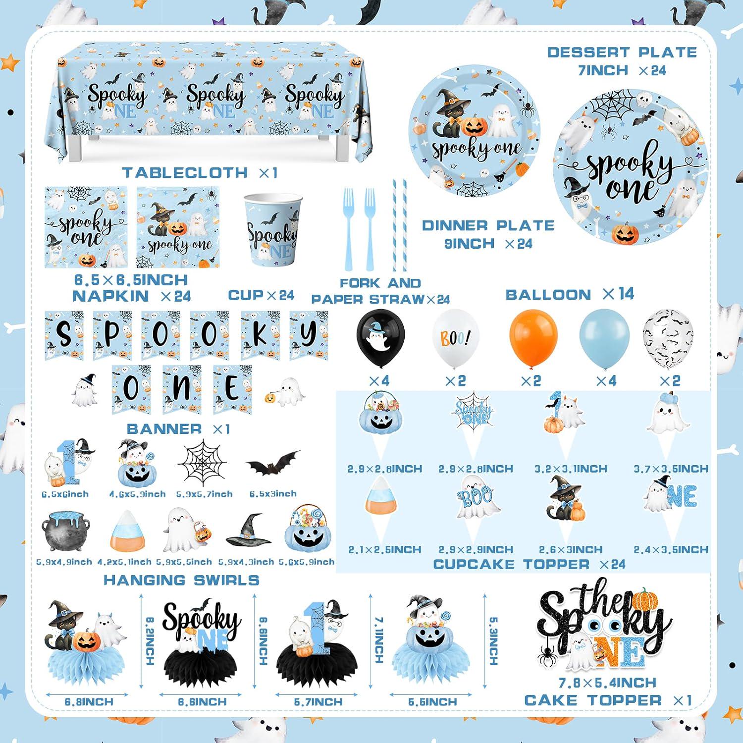 Spooky One First Birthday Party Set: 24 Guests Halloween Tableware & Decor