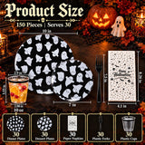 Halloween Partyware Set: 30 Large Dinner Plates, 7-Inch Dessert Plates, 10-Ounce Cups, Napkins, Forks