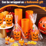 Halloween Party Cups, 100 Orange Jack O Lantern Plastic Cups, 8oz
