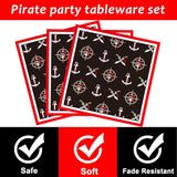 Pirate Party Tableware Set: 24 Plates, Napkins, Forks (Disposable)