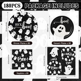 180-Piece Halloween Partyware Set: 9-Inch Plates, 7-Inch Dessert Plates, Napkins
