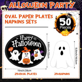 Black White Ghost Theme Party Supplies: Thick Paperboard Disposable Plates
