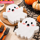 100 Disposable Napkins: 50 Ghost 50 Pumpkin Shapes (3-Ply)