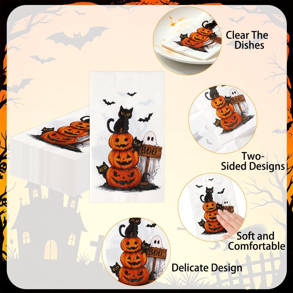 Halloween Paper Napkins: Set of 50 Disposable Two-Ply Party Tableware