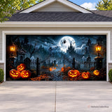 Haunted Castle Halloween Garage Door Cover, 7'x16' Outdoor Party Backdrop