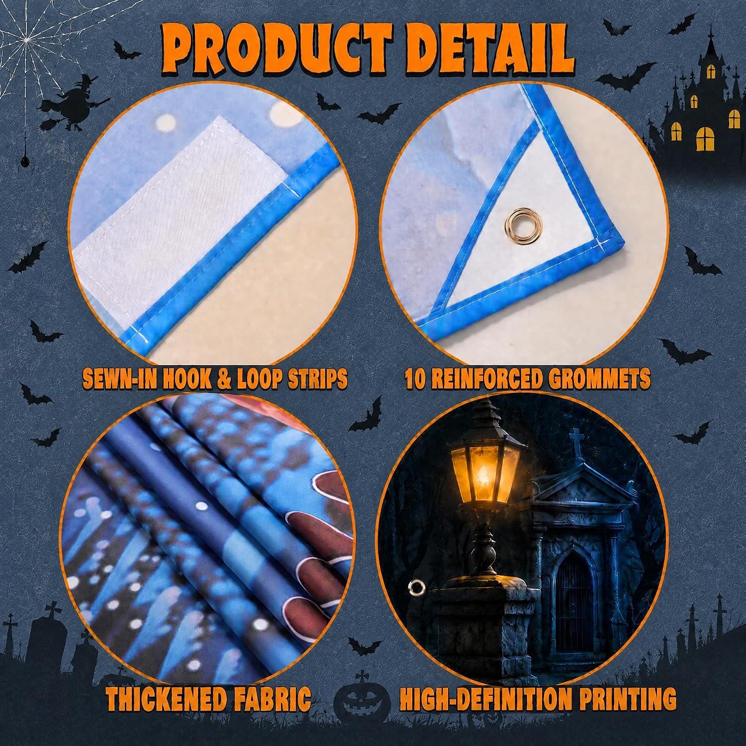 Haunted Castle Halloween Garage Door Cover, 7'x16' Outdoor Party Backdrop