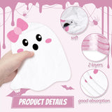Ghost Napkins: Set of 100 Disposable Paper with Pink Bows (6.3x5.2 Inch)