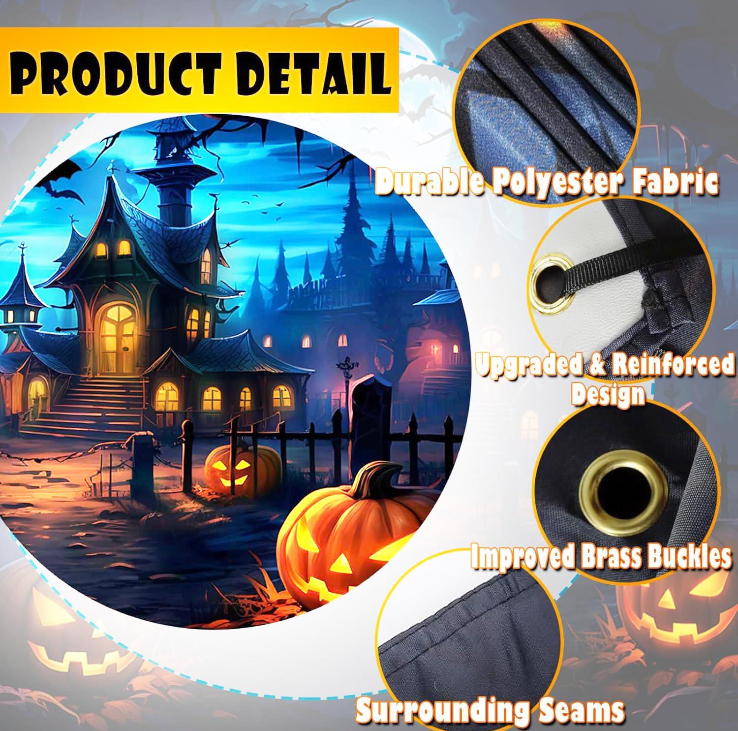 7x16ft Halloween Garage Door Banner, Spooky Moonlit Night Backdrop (Outdoor Decor)