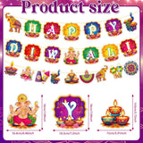 Festival of Lights Display: 8 Diwali Swirls + 2 Banners with Diya Elephant Lotus