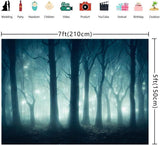 Misty Dark Forest Backdrop, Spooky Night Woods Photography Background (7x5 ft Vinyl)