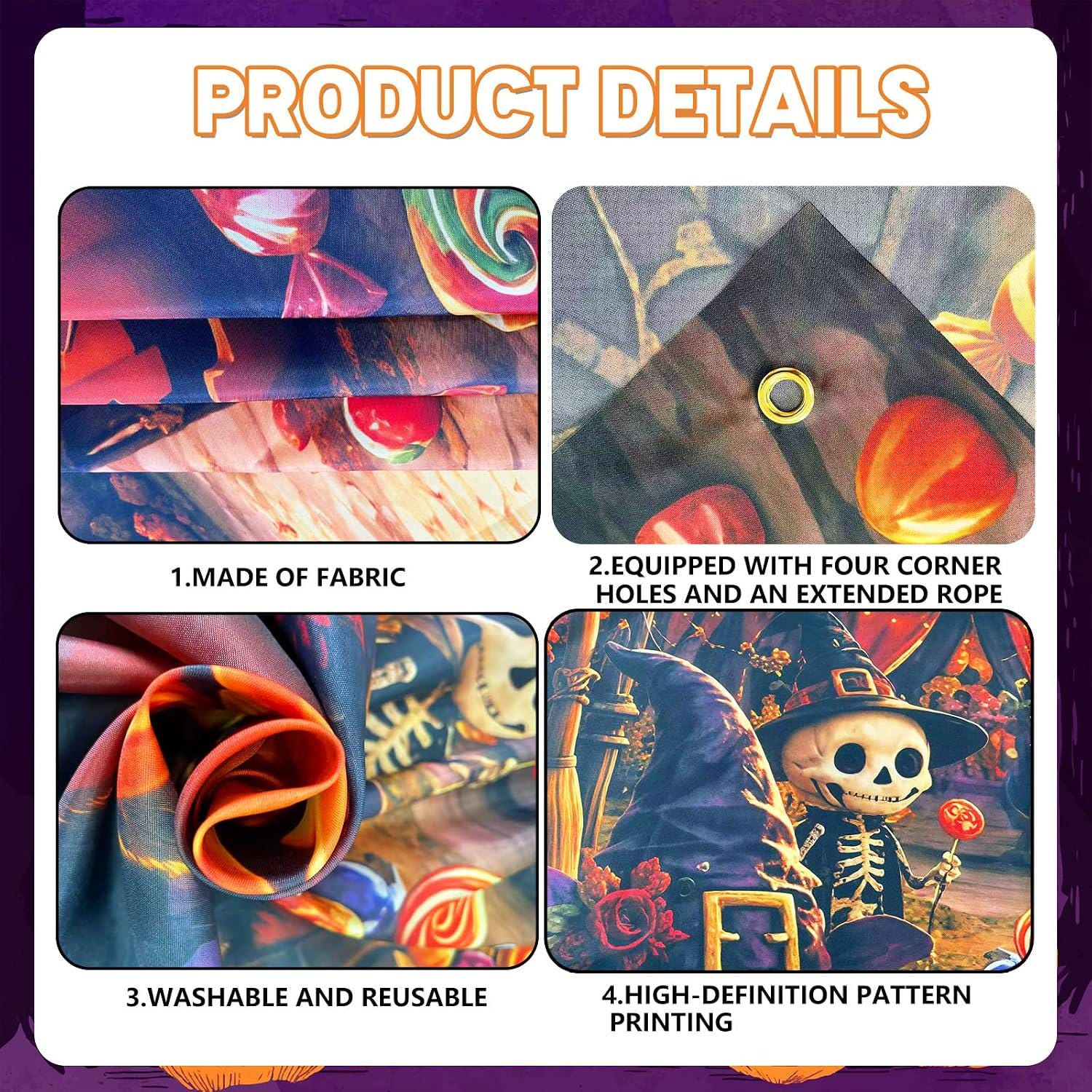 7x5 FT Halloween Backdrop, Haunted Mansion Candy Ghost Photography Background (Indoor Outdoor Party Decor)