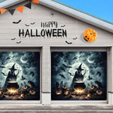 7x8 ft Halloween Garage Door Banner, Witch Cauldron Night Scene (Outdoor Indoor Party Decor)