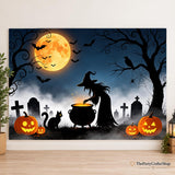 10x8ft Halloween Witch Backdrop, Horror Pumpkin Cemetery Photo Background (Vinyl)