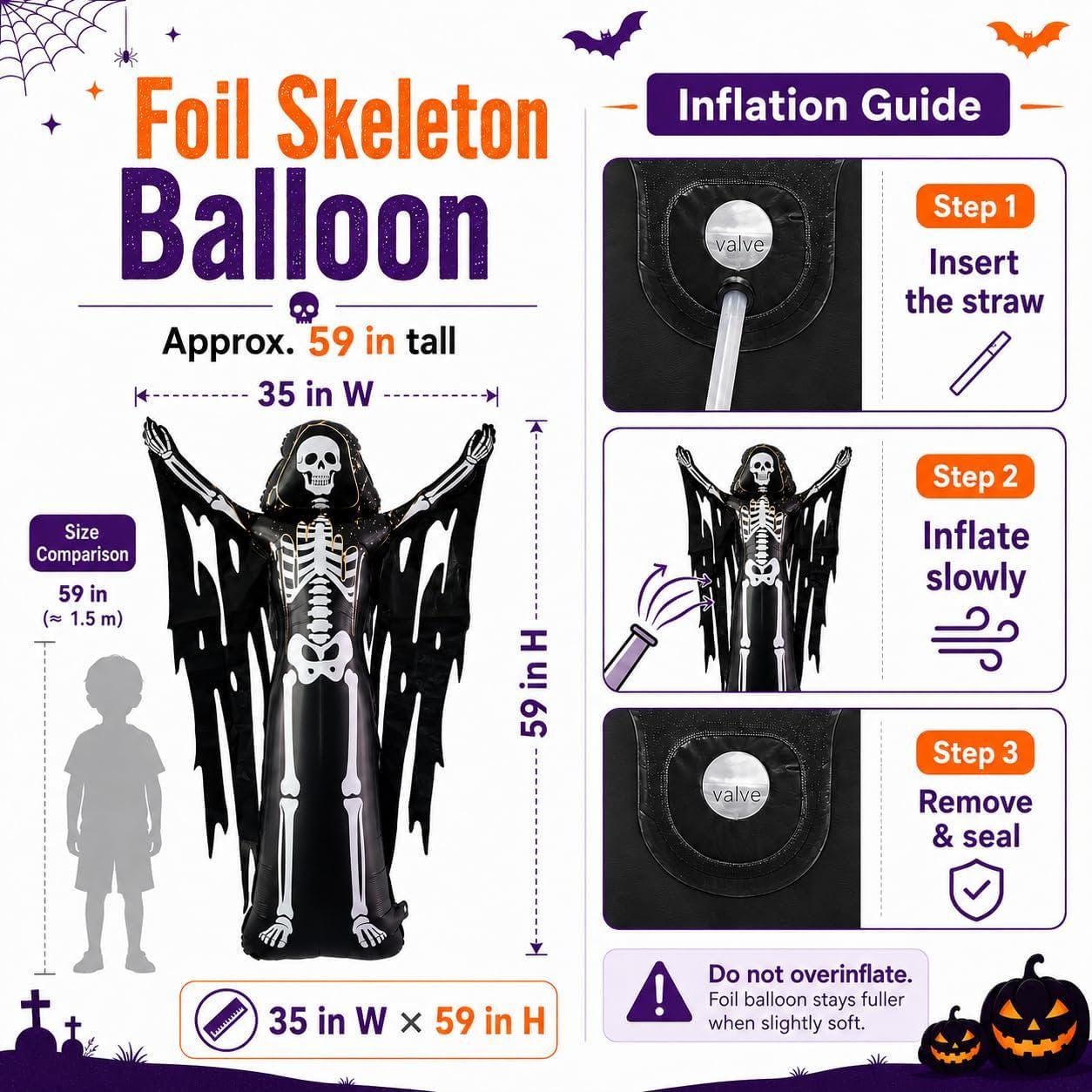 119-Piece Halloween Balloon Arch Kit, Skeleton Foil, Jack O Lantern, Bat Prints (4.9 ft)