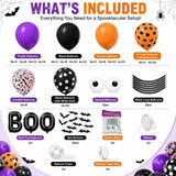 202-Piece Halloween Balloon Arch Kit, Black Orange Purple, 3D Bats, Eyeballs (All-in-One)