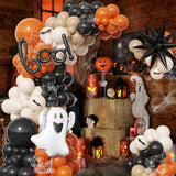151-Piece Halloween Little BOO Balloon Garland Arch Kit, Black Burnt Orange, Ghost BOO Foil