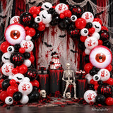 159-Piece Bloody Halloween Balloon Arch Kit, Horror Party Decor (Red, Black, White)