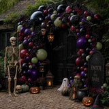 Gothic Halloween Balloon Arch Kit, Double Stuffed Lime Green Purple Burgundy Black (76 Balloons)