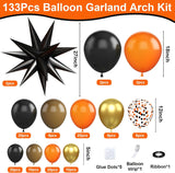 Black Orange Gold Balloon Arch Kit, Star Balloons, Halloween Party Decorations