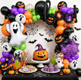 151-Piece Halloween Balloon Arch Kit, Ghost Pumpkin BOO Foil Balloons, Spooky Party Decor