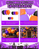 Halloween Balloon Arch Kit, Purple Black Orange, BOO Eye, Spider Web Bats (125Pcs)
