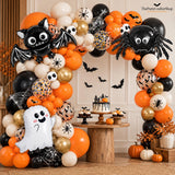 151-Piece Halloween Balloon Arch Kit, Ghost Spider Bat Foil Balloons, Spooky Party Decor