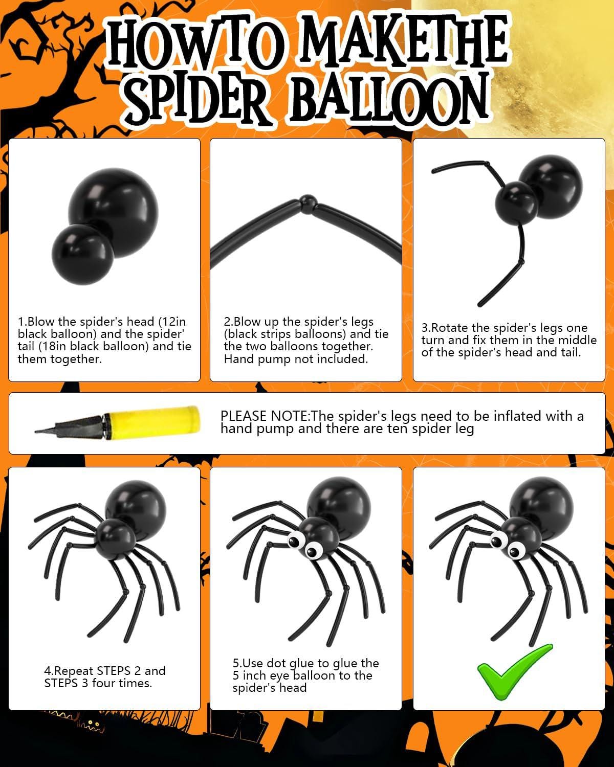 Halloween Balloon Arch Kit, Black Orange White, Foil Bats Pumpkin Cat (127Pcs)