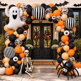 Halloween Balloon Garland Kit, Burnt Orange Black Ghost Bat Eyeball (117 Piece)